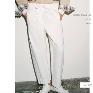 White Zara cotton elastic waist pants - MEDIUM